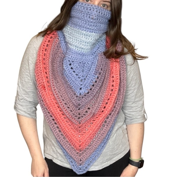 Handcrafted Crochet Cowl Neck Scarf New Handmade by Seller One Size Adult Knit - Picture 5 of 16